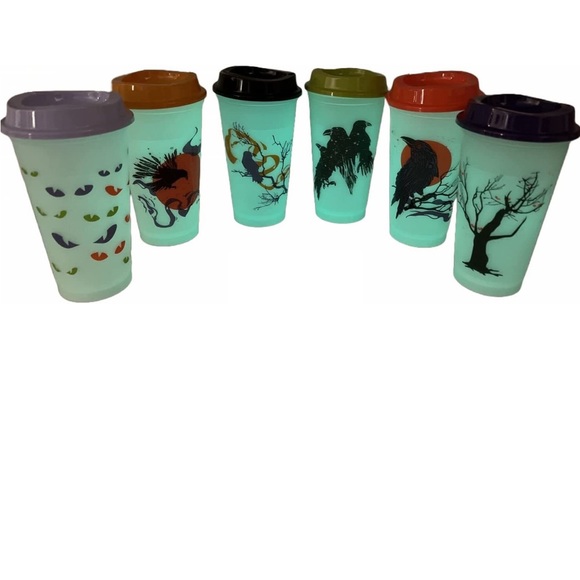 Starbucks Fall Reusable Hot Cups. Glow in the Dark Halloween 6 cups 16 oz each - Picture 2 of 6